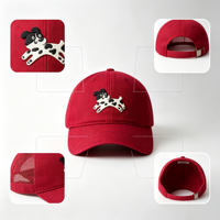 Casquette de baseball coréenne brodée motif chien de dessin animé mignon, en coton doux à large bord pour homme et femme, chapeau de soleil amincissant le visage pour couple