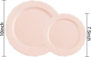 Ensemble de 10,25 assiettes de service roses en plastique PS, écologiques, sûres, durables, modernes, jetables, à motif uni, pour hôtels et restaurants - Product Image 2