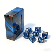Dés polyédriques en résine sculptée marbrée bleue, ensemble de 7 pièces, écologiques et durables, pour jeux de rôle et de société (RPG DND)