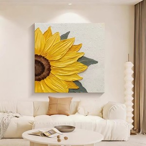 Sunflower Hand Painted Oil <b>Painting</b> 3D Textured Modern Wall Art <b>For</b> Living Room Decor - Product Image 2