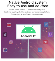 Téléviseur intelligent Android 12 avec écran tactile interactif LED de 22 pouces 1080p, support mobile portable blanc, batterie et caméra