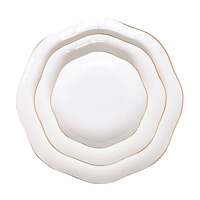 Solhui ensemble de vaisselle occidentale de luxe de Style européen, service de table de haute qualité, bord doré, porcelaine assiettes en céramique