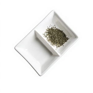 HENITUER MH0014-3.5 Plat à sauce rectangulaire en céramique à double compartiment de 3,5 pouces, résistant à la chaleur, pour BBQ et Sushi - Product Image 1