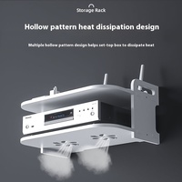 Support mural pour projecteur de salon Boîte décodeur évidée sans perçage avec étagère de rangement en plastique pour vaisselle