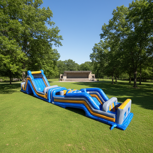 Pista <span class=keywords><strong>de</strong></span> Obstáculos Inflable <span class=keywords><strong>de</strong></span> PVC Grande, Estilo Competitivo, Azul y Amarillo, para Actividades <span class=keywords><strong>de</strong></span> Team Building al Aire Libre, Diversión y Entretenimiento - Product Image 1