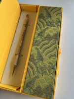 Pinceau de calligraphie chinoise de luxe en émail cloisonné, style héritage culturel immatériel national, fait main, filigrane, poils de loup, pour artiste