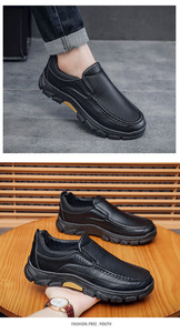 Chaussures de marche pour hommes en cuir PU, semelle extérieure légère antidérapante, style <span class=keywords><strong>mocassins</strong></span> à enfiler - Product Image 4