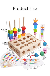 Bloques <span class=keywords><strong>de</strong></span> madera para clasificar formas para niños pequeños, caja <span class=keywords><strong>de</strong></span> juguete con bloques geométricos, bloques apilables coloridos, juguete educativo clásico - Product Image 6