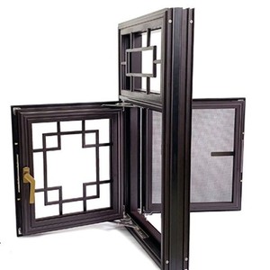 Porte en alliage d'aluminium de style chinois avec panneau en verre, isolation phonique, isolation thermique, ouverture latérale extérieure - Product Image 1