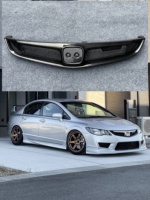 Grille de radiateur en fibre de carbone à mailles moyennes pour Civic FD2, compatible avec la version japonaise TR Unlimited, avec cornes courtes et couvercle de réservoir d'eau.