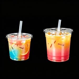 Vasos de Plástico Desechables Transparentes de PET de 95/98 mm, 14 oz/18 oz, para Café Frío, Té de Burbujas, Boba, con Tapa <span class=keywords><strong>y</strong></span> Pajita, Venta al por Mayor - Product Image 1