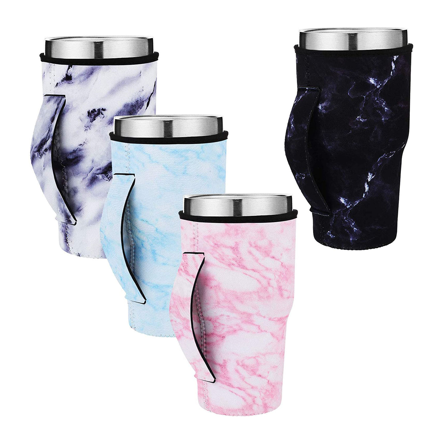 QUARKZMAN 4Pièces Manchons De Tasse à Café Transparents, En Silicone Réutilisable, Résistant à La Chaleur, Antidérapant Pour Verre, Bouteille D' Eau Et Mug