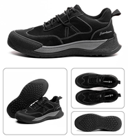 Chaussures de sécurité confortables à coupe basse unisexe JIANKUN en cuir + maille avec semelle en caoutchouc résistante à l'usure, antidérapante, anti-écrasement/anti-perforation