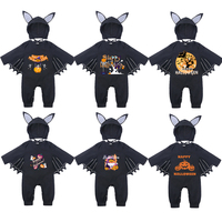 En gros, Combinaison de chauve-souris pour nouveau-né, vêtements pour bébé, barboteuse en coton à manches longues, tenue noire avec ailes 3D et chapeaux à oreilles