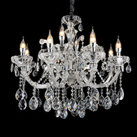 Lustre en cristal transparent brillant, style bougie européenne, lampe suspendue artistique pour salle de mariage, villa, banquet, décoration intérieure