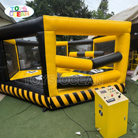 Jeu d'obstacles gonflable commercial Wipeout, jeu de barres rotatives électriques pour la location d'événements de carnaval en extérieur