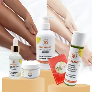 Private Label Beste Gezichtsverhelderende Whitening Gezicht Serum Cream Bodylotion Kojic Zuur Huidverzorgingsproducten Set