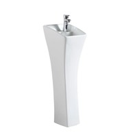Cuvette carrée moderne en céramique sur pied pour petit appartement, balcon, avec pied intégré, lavage étroit et large, carré, égouttoir pour évier