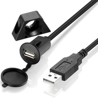 Bochara-Panel de montaje empotrado USB3.0 USB2.0 macho a hembra, resistente al agua, Cable blindado para salpicadero de coche