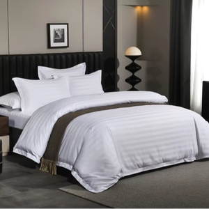 Thanh lịch thoải mái tốt nhất, mềm nhất, coziest tấm bộ-khách sạn chất lượng sang trọng chống nhăn Damask sọc tấm ga trải giường thiết lập, trắng - Product Image 1