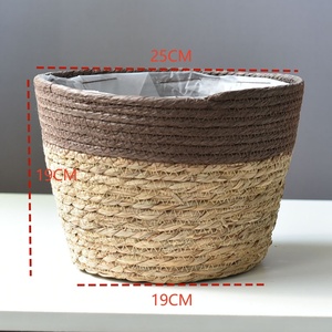 <span class=keywords><strong>Maceta</strong></span> Artesanal de Alta Calidad, Contenedor de Cultivo Impermeable de Dos Colores, Cesta Redonda de Mimbre para Plantas - Product Image 5