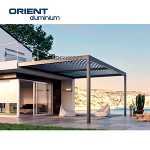 Pergola en aluminium avec porte <span class=keywords><strong>coulissante</strong></span> en verre, imperméable, motorisée, pour jardin extérieur, pergola et gazebo en aluminium pour extérieur - Product Image 5
