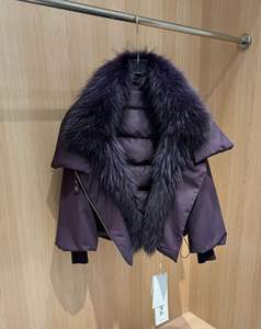 OUDINA Giacca Corta Imbottita da <span class=keywords><strong>Donna</strong></span> con Collo in Vera Pelliccia di Procione, Lussuosa e alla Moda, Calda e Comoda - Product Image 2
