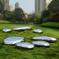 Miroir Paysage Pierre Extérieur Pelouse Rock Design Extérieur Jardin En Acier Inoxydable Galet Art Décoration Sculpture