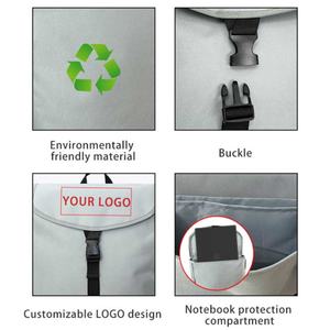 Sac à dos unisexe minimaliste à enroulement personnalisé en cuir Oxford avec fermeture éclair, imperméable, idéal pour les voyages, le travail et les ordinateurs portables, modèle Arcuate - Product Image 3