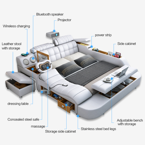 <span class=keywords><strong>Letto</strong></span> <span class=keywords><strong>Matrimoniale</strong></span> Multifunzione in Pelle dal Design Moderno, Arredamento per la Casa, <span class=keywords><strong>Letto</strong></span> Imbottito con Struttura in Legno, <span class=keywords><strong>Letto</strong></span> di Lusso Smart King Size per Camera da <span class=keywords><strong>Letto</strong></span> - Product Image 3