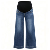 Jeans de maternité grande taille pour femmes, coupe large, soutien du ventre, denim extensible, vêtements décontractés confortables