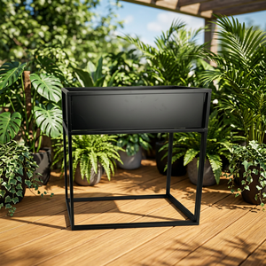 AK Brass Modern Wholesale Customized Black <b>Rectangle</b> Metal <b>Planter</b> With Stand For Indoor Decoration Home Gardening - Product Image 2