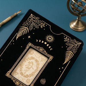Carnet LABON Gothique en Velours Noir A5, Couverture Rigide, Univers Tarot, Bords Dorés, Cadre <span class=keywords><strong>D</strong></span>écoupé, Cadeau Mystique pour Amoureux des Sorcières - Product Image 2