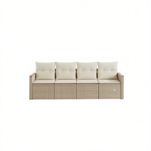 Ensemble de canapés de jardin beige crème 4 places, résistant aux intempéries, en rotin, meubles d'extérieur - Product Image 1