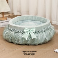 Lit pour chat et chien, nid douillet de princesse avec bordure en dentelle, respirant et chaud, lavable en machine, design adorable, utilisation toute saison
