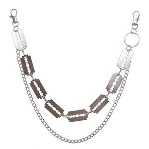 Chaîne de pantalon à double couche en métal, chaîne de taille punk, chaîne de corps décontractée en alliage de zinc, style hip-hop, couleur blanc K - Product Image 5