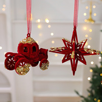 Pendentif d'arbre de Noël en velours rouge bordeaux pour la Saint-Valentin, rubans cadeaux, décoration intérieure