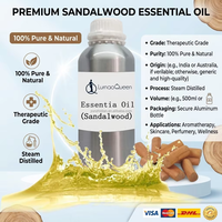 Huile Essentielle de Bois de Santal 100% Pure en Gros, Qualité Thérapeutique, Huile Naturelle de Santalum Album pour l'Aromathérapie et les Soins de la Peau