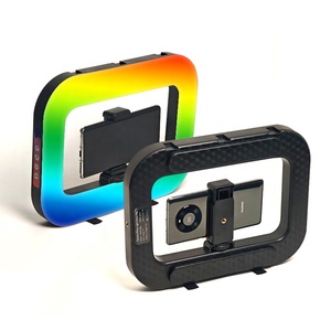 Rvb Smartphone Ring Fill Light Handheld Vertical Shooting Stabilizer <span class=keywords><strong>Batterie</strong></span> intégrée Microphone pour TikTok YouTube Plastic - Product Image 4