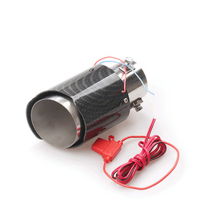 Punta de escape de fibra de carbono de 63 mm con efecto de llama LED de acero inoxidable, universal para coches y motocicletas - Product Image 5