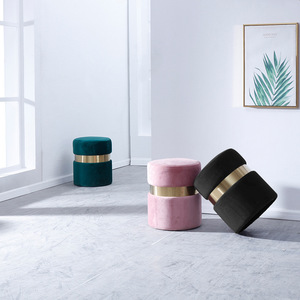 Handmade Modern Round Velvet Ottoman Circle Vanity <strong>Footstool</strong> for Bedroom or Hotel <strong>Leather</strong> <strong>Storage</strong> Ottoman for Living Room - Product Image 4