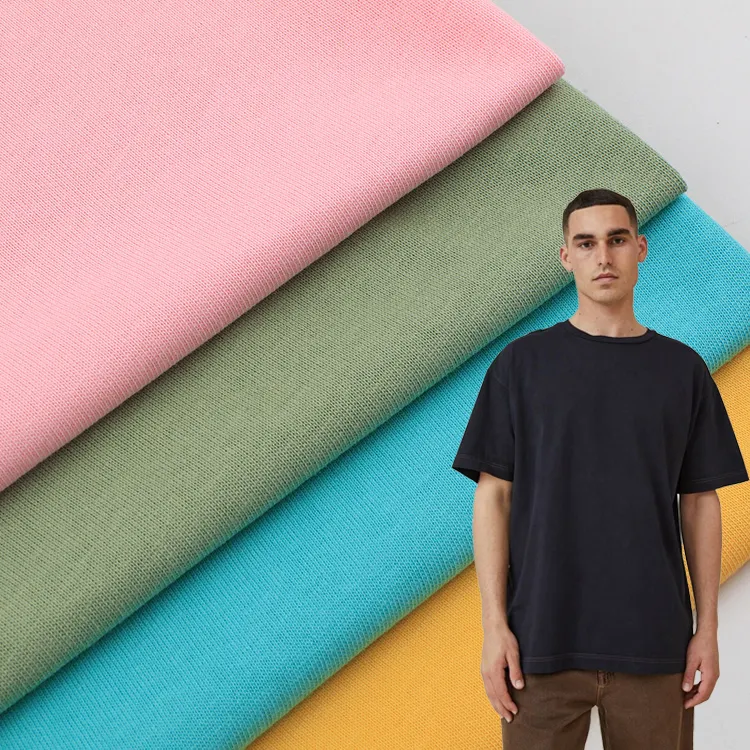 Yüksek kaliteli tekstil Welf örme kadınlar için % 100% pamuk 200GSM t-shirt kumaş malzeme adam tişörtleri giyim