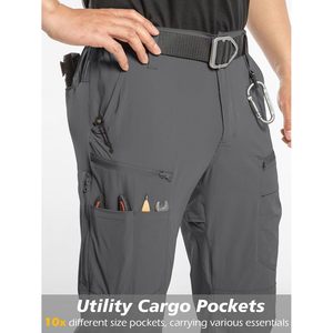 Pantalon cargo de randonnée pour homme, séchage rapide, résistant à l'eau, léger, en nylon, pour la pêche en plein air, tactique, 10 poches - Product Image 4