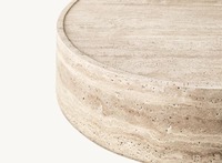 Table basse ovale en marbre travertin de style moderne avec un design unique en pierre Socle latéral Centre supérieur