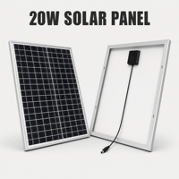 Panneau solaire monocristallin 20W à haute efficacité pour éclairage solaire de jardin et lumière LED à détecteur de mouvement