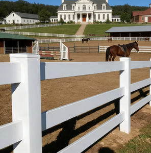 Valla para Caballos de 4.5 Pies de Altura, Blanca, de 3 Rieles, Ecológica y Fácil de Montar, de Plástico PVC Vinilo con Modelado 3D para Rancho o Corral - Product Image 6