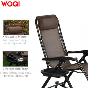 WOQI <span class=keywords><strong>Chaise</strong></span> pliante moderne <span class=keywords><strong>anti</strong></span>-<span class=keywords><strong>gravité</strong></span> avec oreiller et porte-gobelet <span class=keywords><strong>Chaise</strong></span> pliable pour le camping en plein air et le salon - Product Image 4