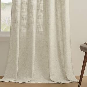 Cortinas DaiRui Beige de Lino Sintético con Efecto Texturizado, Semi Opacas, con Ojales, Color Albaricoque, para Privacidad <span class=keywords><strong>en</strong></span> la Sala de Estar - Product Image 4