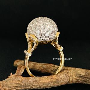 Anillo de Compromiso de Oro Sólido de 14K con Esfera de Diamantes Pavé para Mujer, Diseño Cristiano Minimalista - Product Image 2
