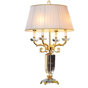 Đèn bàn pha lê phong cách châu Âu sang trọng, đèn ngủ phòng ngủ kiểu Pháp lớn màu trắng trang trí cao cấp - Product Image 1